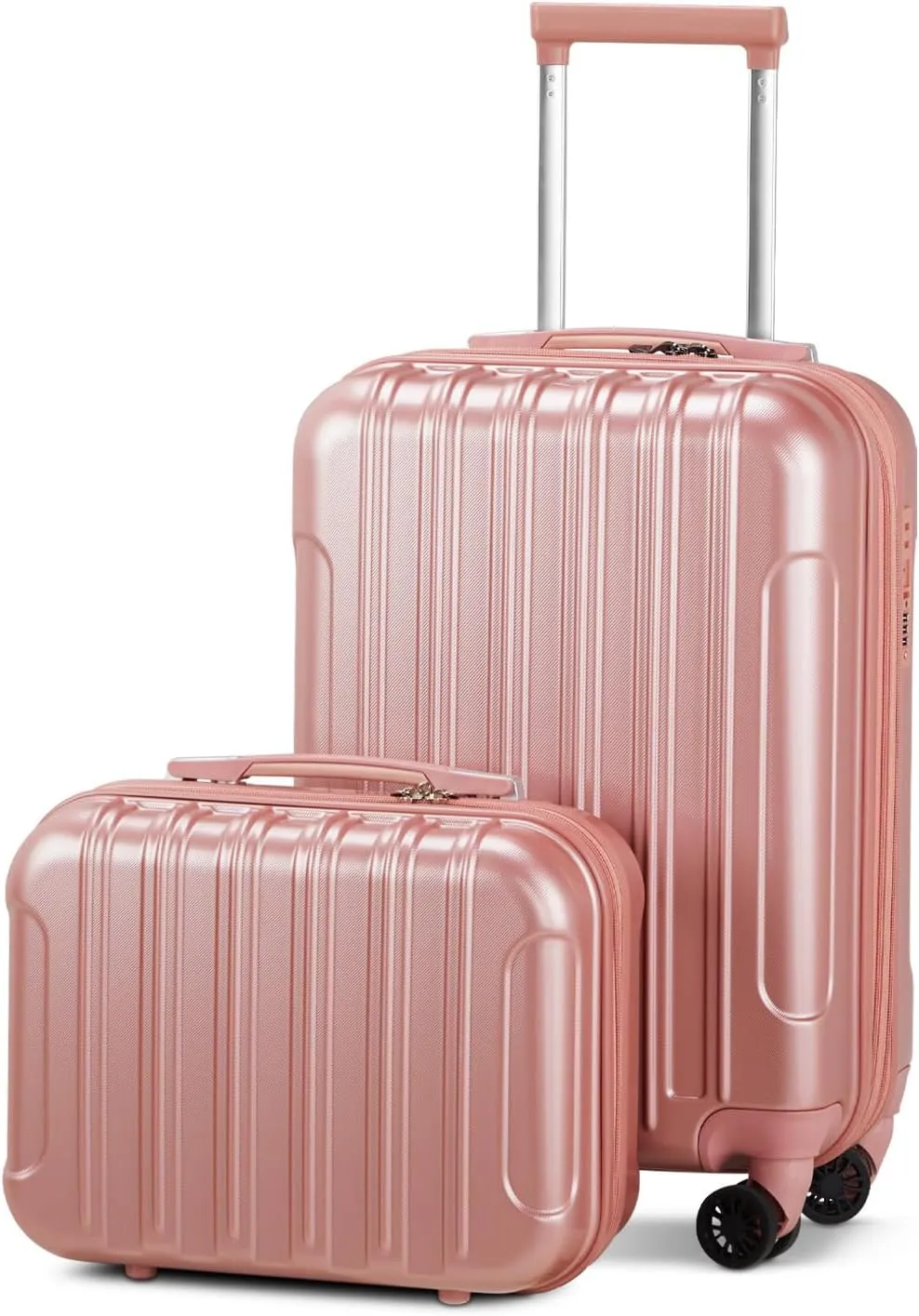 2 Piece Luggage Sets,20 Inch Expandable Carry On Suitcase,Durable Rolling Hardshell PC Travel Suitcase,Lightweight Luggage,with 14" Mini Cosmetic Cases,for Men and Women (Ross Gold)
