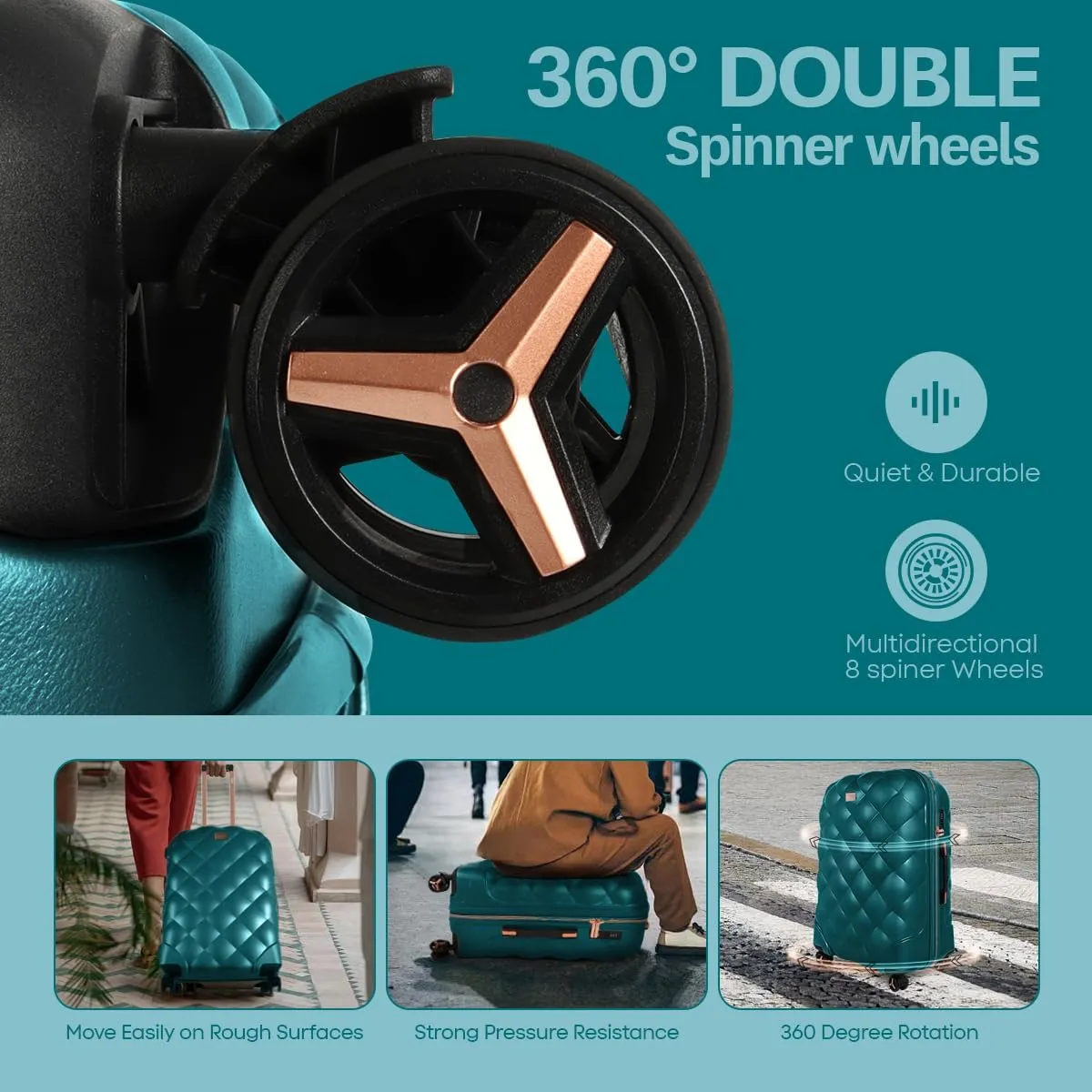 29 Inch Expandable Checked Luggage Lightweight PC Hard Shell Luggage Suitcases with Wheels,Lightweight Travel Suitcases with TSA Lock for Women,TEAL