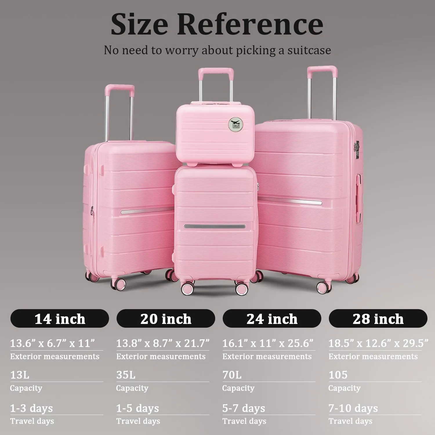 4-Piece Hardshell Luggage Set with TSA Locks, Expandable Suitcases and Silent Spinner Wheels - Vibrant Colors for Easy Identification (14/20/24/28 Inch) - Family Travel Suitcase Sets