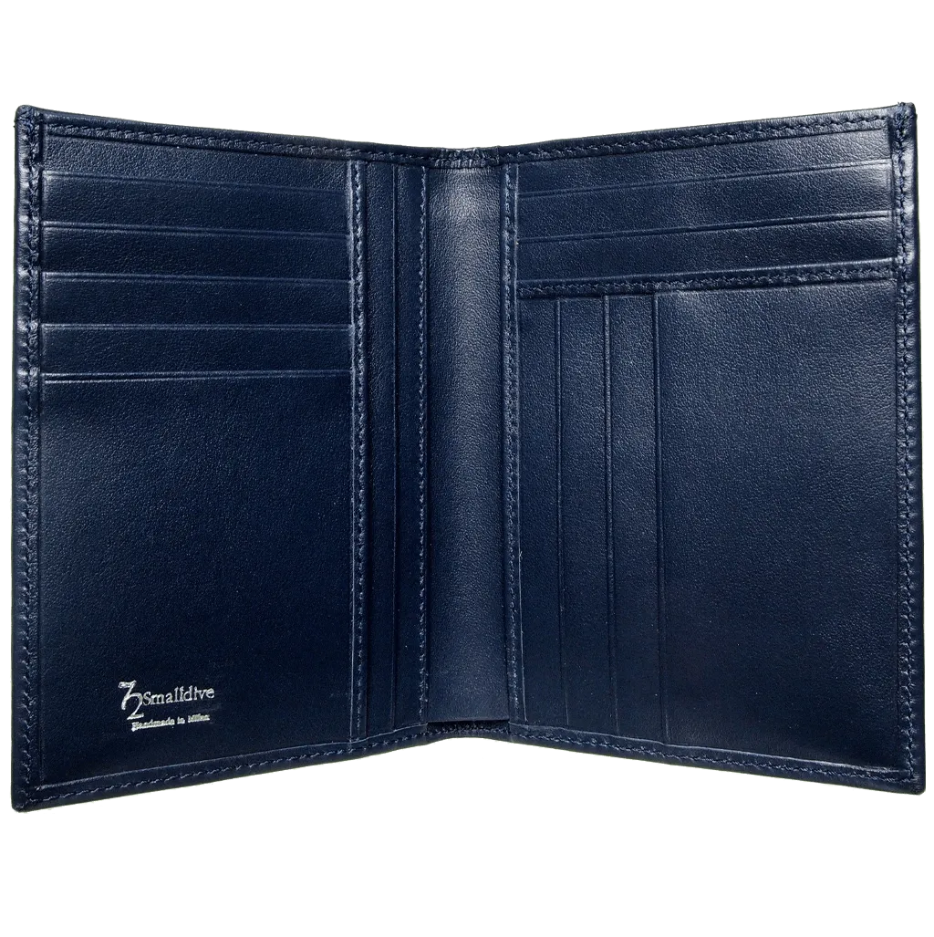 8 CC Buffed Calf Leather Pocket Billfold Blue