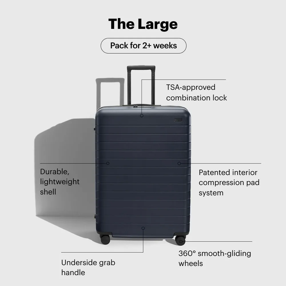 Away Large Checked Luggage, 29 Inch Hardside Suitcase with Spinner Wheels, Lightweight & Durable, TSA Lock, Navy Blue