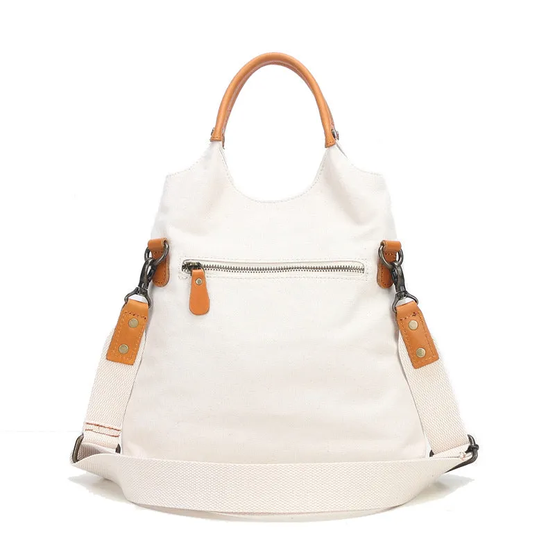 Canvas Tote With Leather Handles Shoulder Handbags For Women