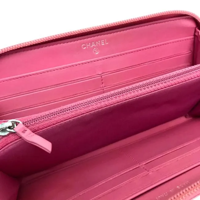 CHANEL CAMELLIA PINK ZIPPY WALLET