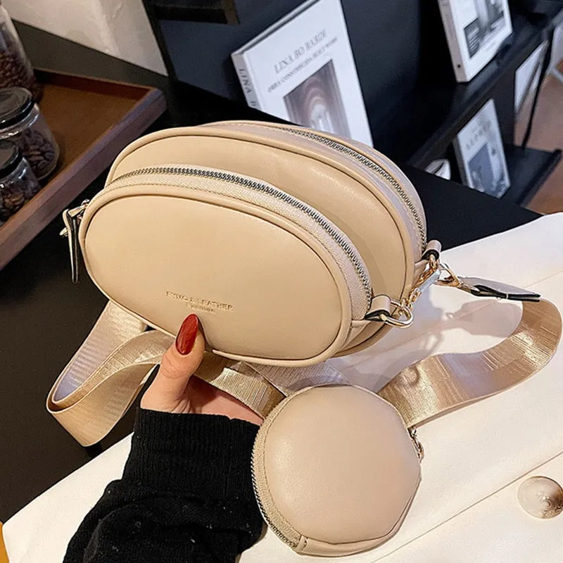 Christmas Gift 2021 New Women 3 in 1 Fashion Zipper Shoulder Composite Bags Sweet Cute Small Messenger Crossbody Bags With Wide Strap