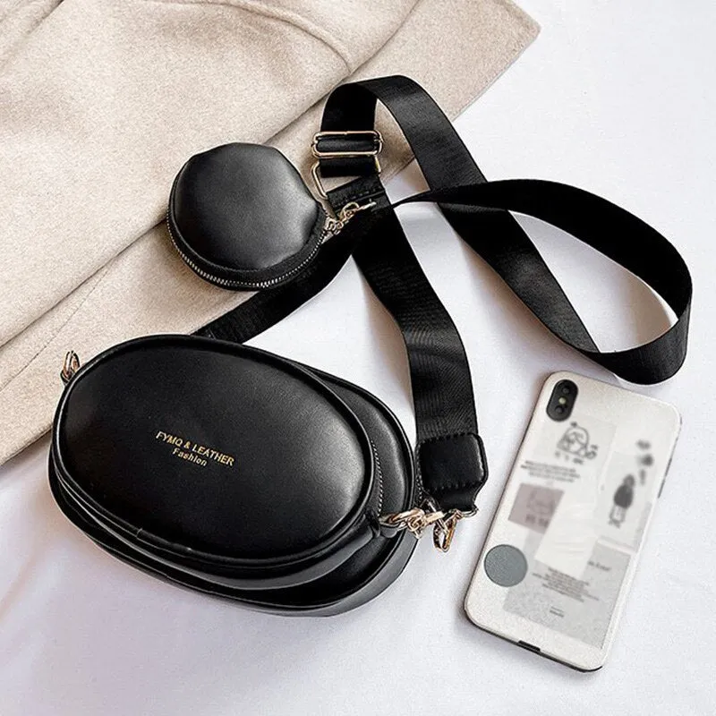 Christmas Gift 2021 New Women 3 in 1 Fashion Zipper Shoulder Composite Bags Sweet Cute Small Messenger Crossbody Bags With Wide Strap