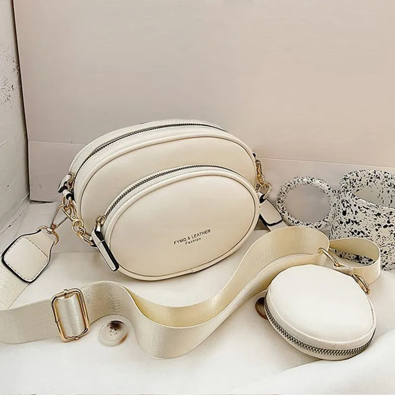 Christmas Gift 2021 New Women 3 in 1 Fashion Zipper Shoulder Composite Bags Sweet Cute Small Messenger Crossbody Bags With Wide Strap