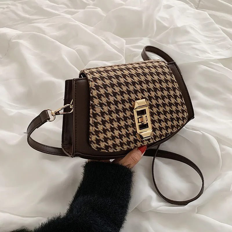 Christmas Gift Autumn/winter Hot-selling Houndstooth Bag 2021 New Female Bag French Niche Design Messenger Bag Premium Shoulder Bag