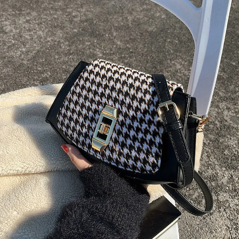 Christmas Gift Autumn/winter Hot-selling Houndstooth Bag 2021 New Female Bag French Niche Design Messenger Bag Premium Shoulder Bag