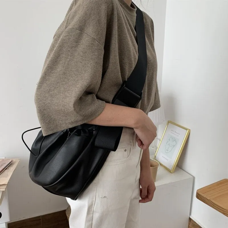 Christmas Gift casual hobos women crossbody bags large capacity tote designer wide strap shoulder bags luxury soft pu leather messenger purses