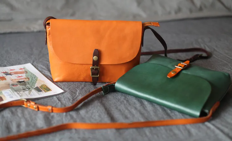 Classic Womens Green Leather Satchel Bag Crossbody Bags Shoulder Bag