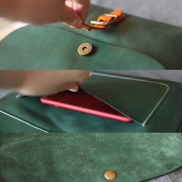 Classic Womens Green Leather Satchel Bag Crossbody Bags Shoulder Bag