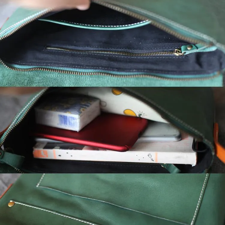 Classic Womens Green Leather Satchel Bag Crossbody Bags Shoulder Bag