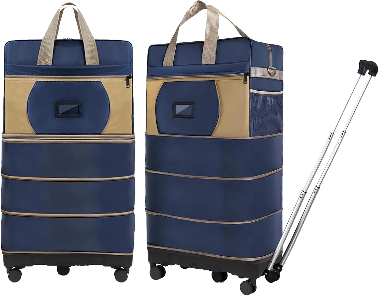 Collapsible Foldable Luggage Bag with Telescoping Handle Expandable Suitcase with Removable Universal Wheels Rolling Large Capacity Travel Bag Duffel Bag for Men Women
