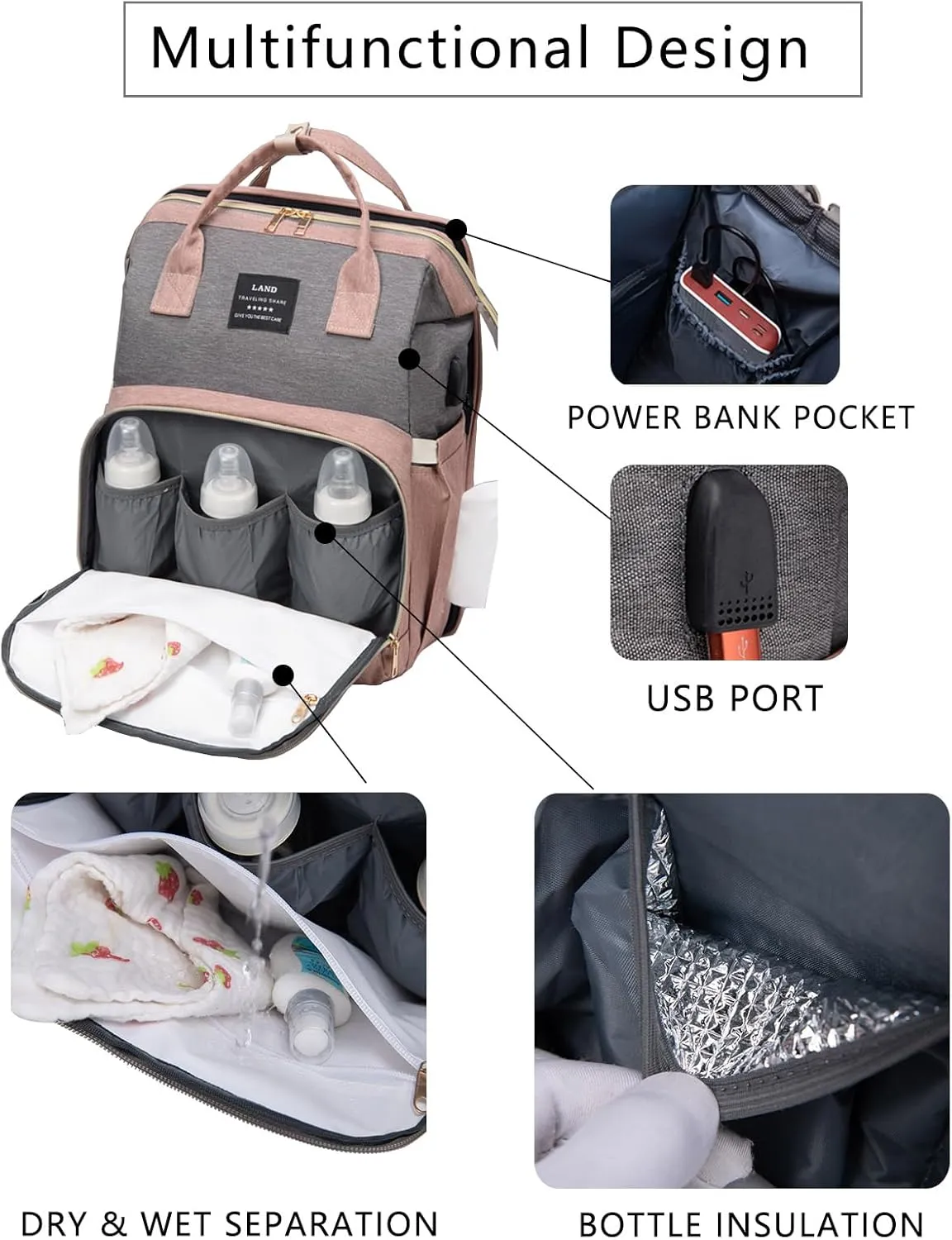Green Diaper Bag Backpack for Mom: Baby Bags for Boys Girls Toddler Women Men Large Back Pack Diapers Bag Big Travel Pañaleras Modernas Para Bebe Niña Unisex Newborn Essential Baby Registry