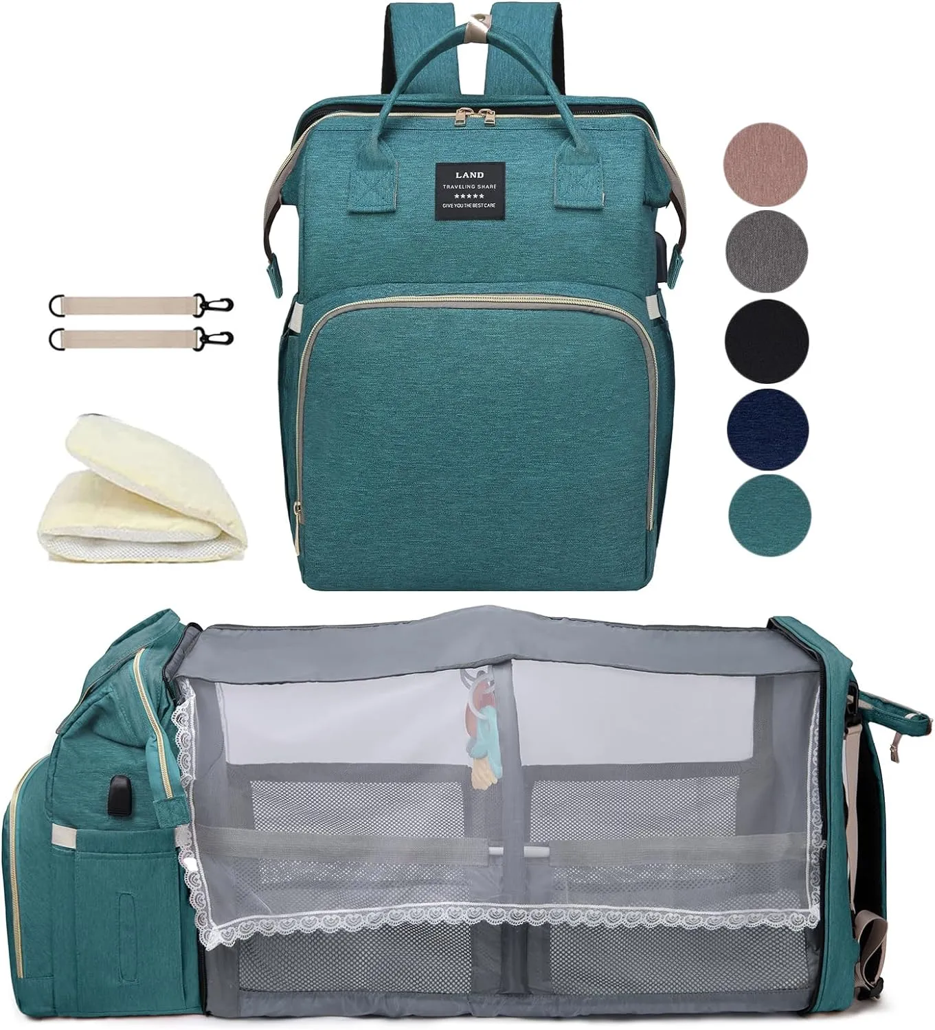 Green Diaper Bag Backpack for Mom: Baby Bags for Boys Girls Toddler Women Men Large Back Pack Diapers Bag Big Travel Pañaleras Modernas Para Bebe Niña Unisex Newborn Essential Baby Registry