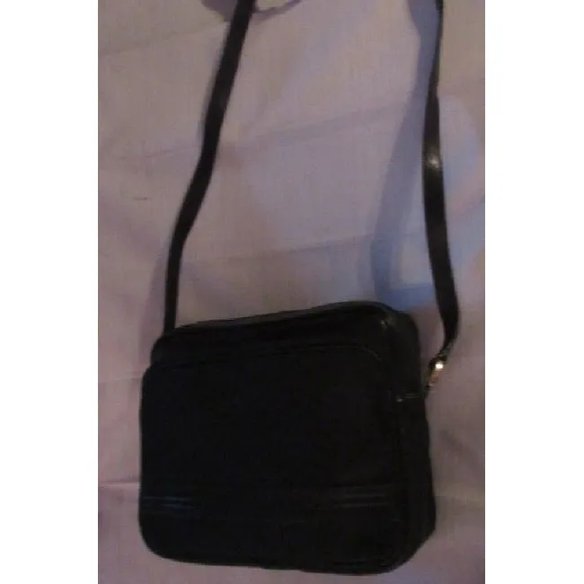 Gucci black leather & black micro Guccissima print canvas, roomy, cross body/messenger bag