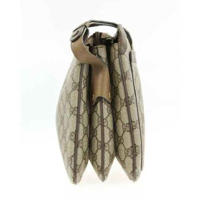 Gucci Guccissima Print Canvasleather Multi Compartment Two Way Brown Gred And Green Stripe Coated Ca