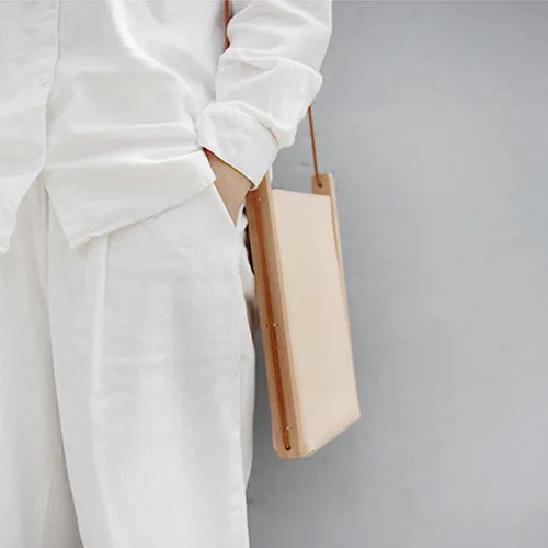 Handmade Wood Genuine Leather Tote Bag Handbag Shoulder bag Purse Women