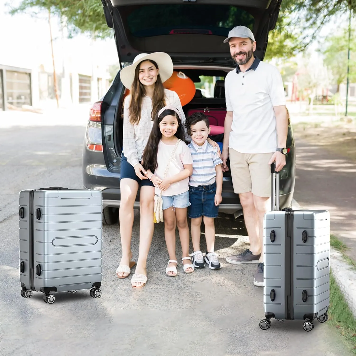 Hardshell Luggage Sets with Spinner Wheels, Lightweight Suitcase 20", 24", 28" Durable ABS Hardside Luggage Set with TSA Lock, Ideal for Travel (Silver)