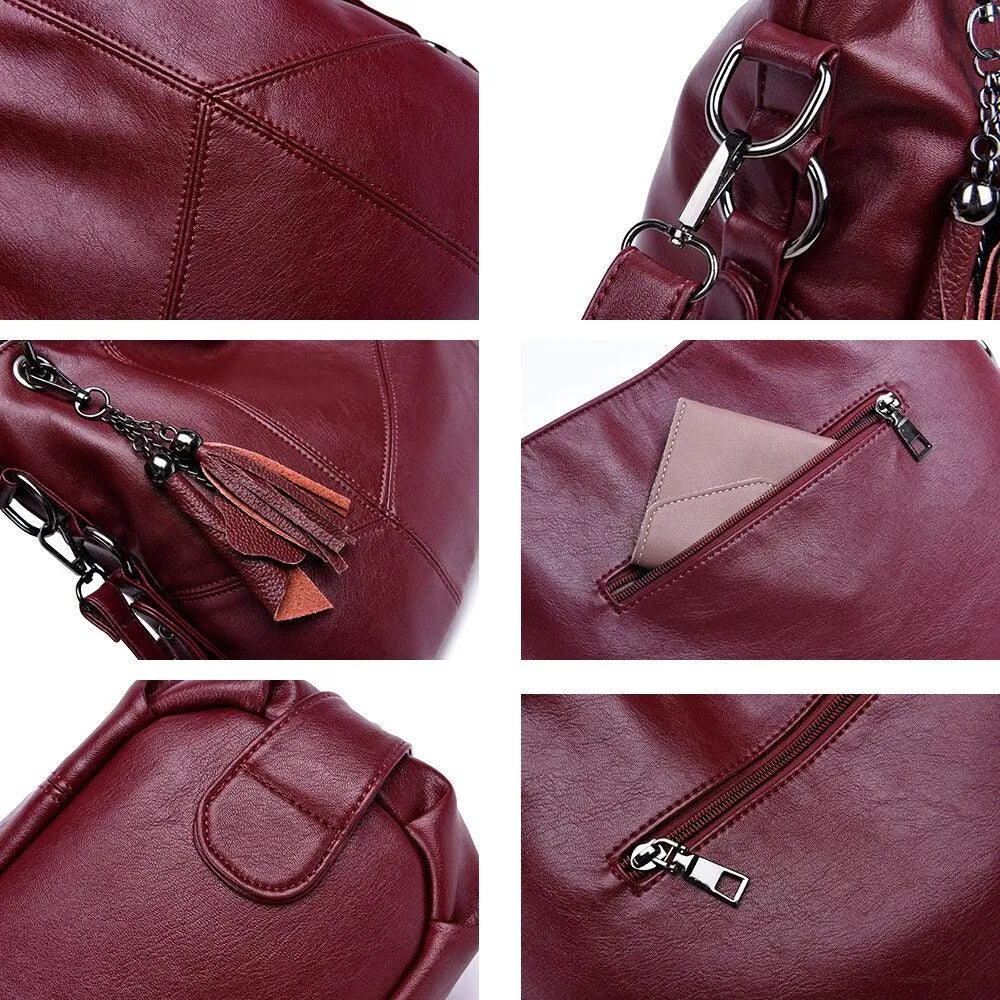 High Quality Soft Leather Tassel Luxury Women Handbags Crossbody Bag Tote Purse