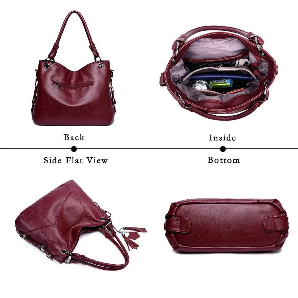 High Quality Soft Leather Tassel Luxury Women Handbags Crossbody Bag Tote Purse