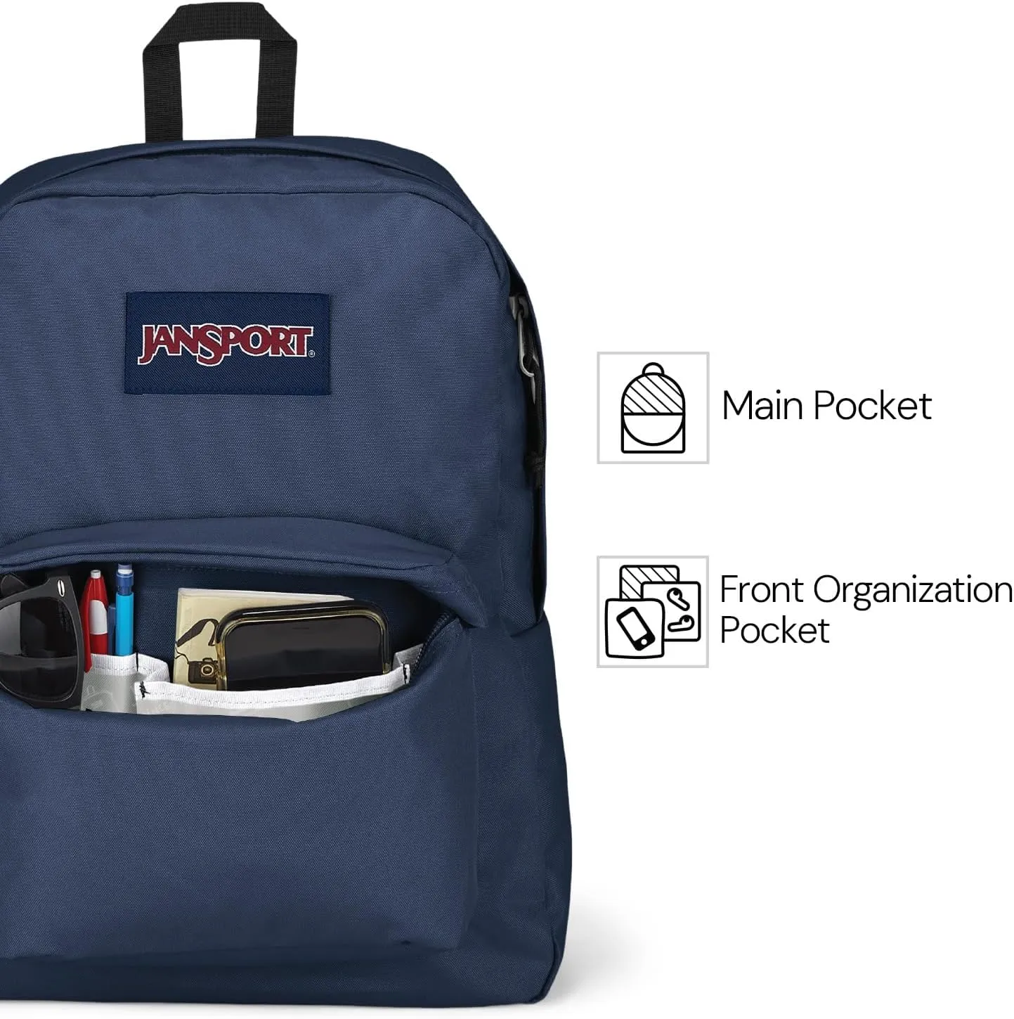 JanSport SuperBreak One Backpacks - Durable, Lightweight Bookbag with 1 Main Compartment, Front Utility Pocket with Built-in Organizer - Premium Backpack, Black