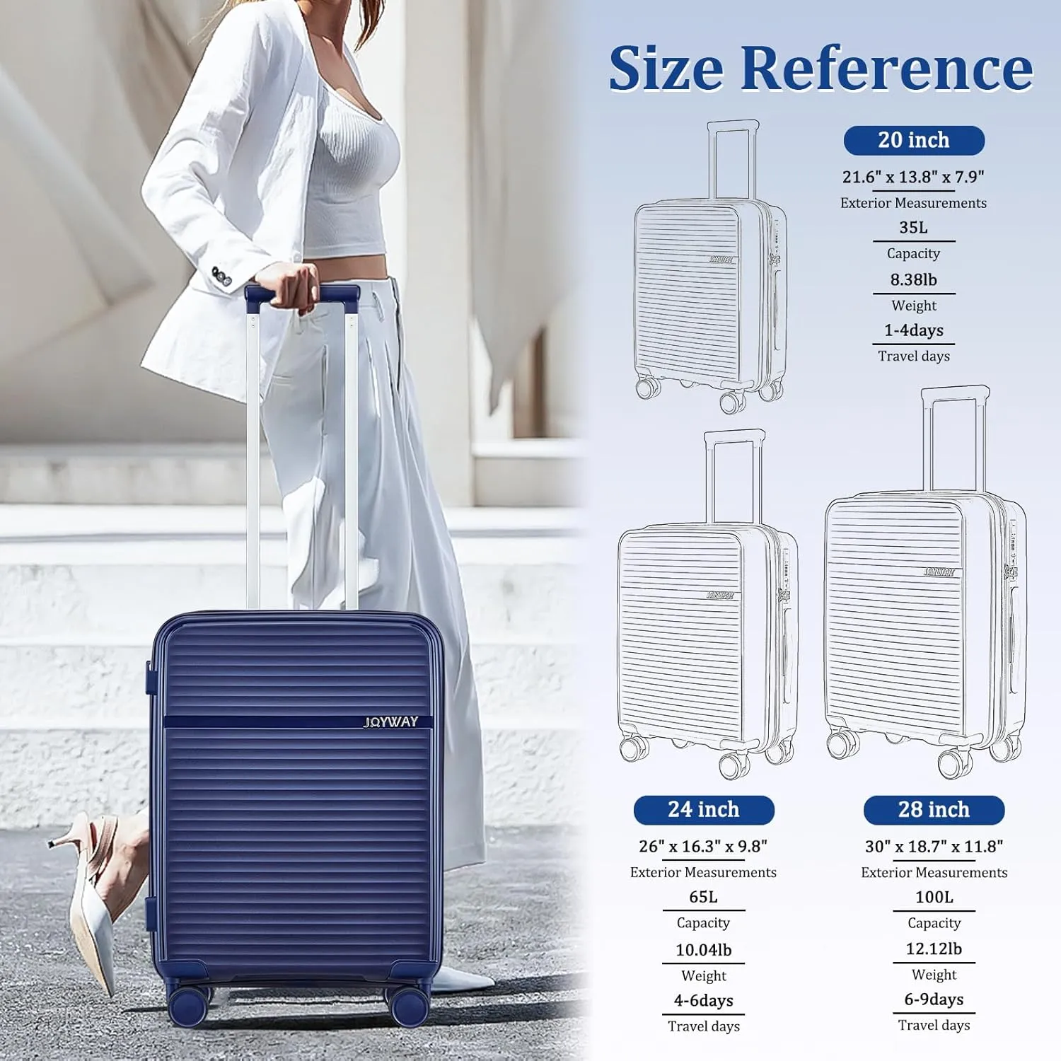 Joyway 20 Inch Carry on Luggage Airline Approved, PP Expandable Carry on Suitcase with Spinner Wheels, Hard Shell Luggage with TSA Lock and USB Port