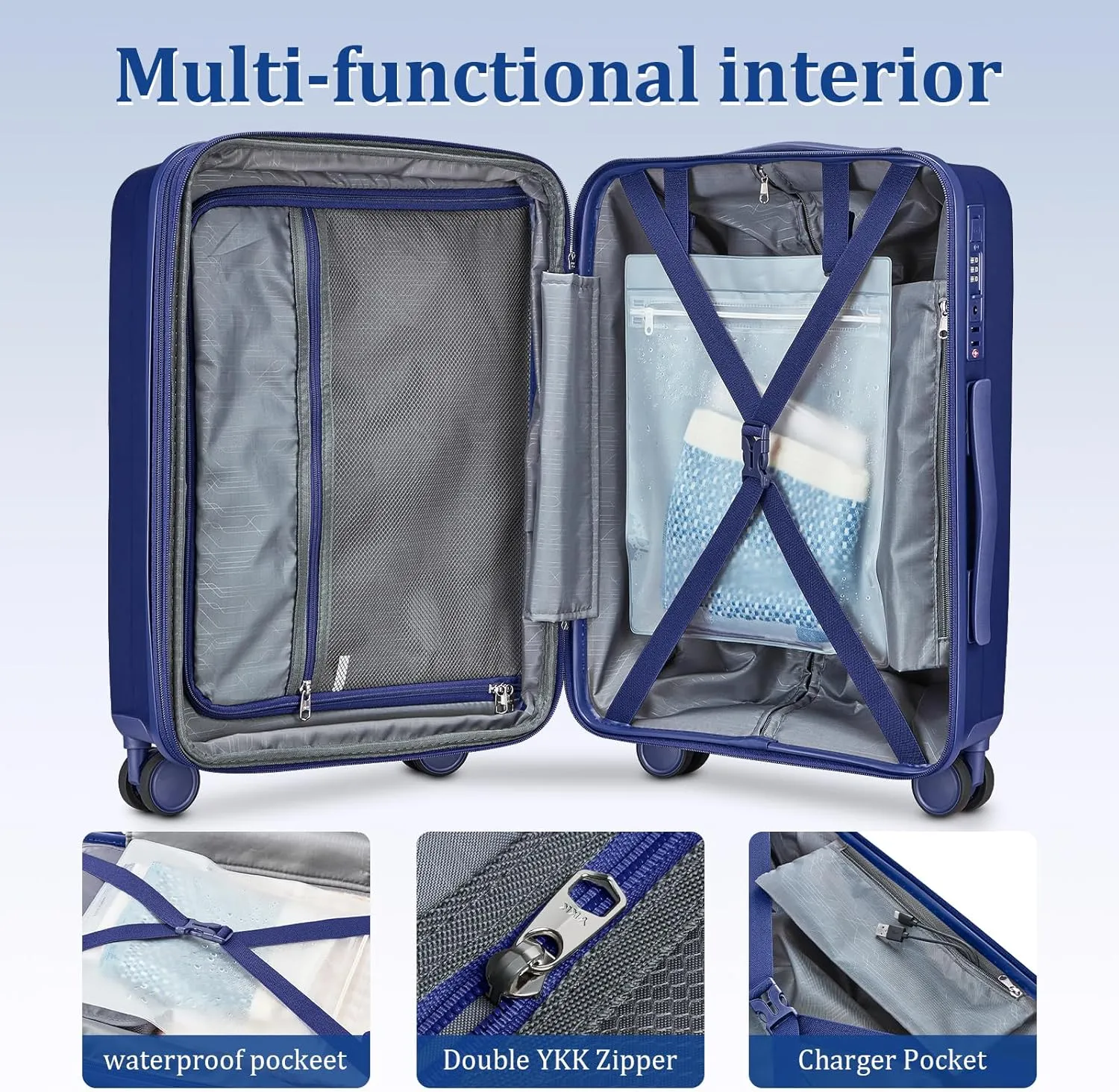 Joyway 20 Inch Carry on Luggage Airline Approved, PP Expandable Carry on Suitcase with Spinner Wheels, Hard Shell Luggage with TSA Lock and USB Port