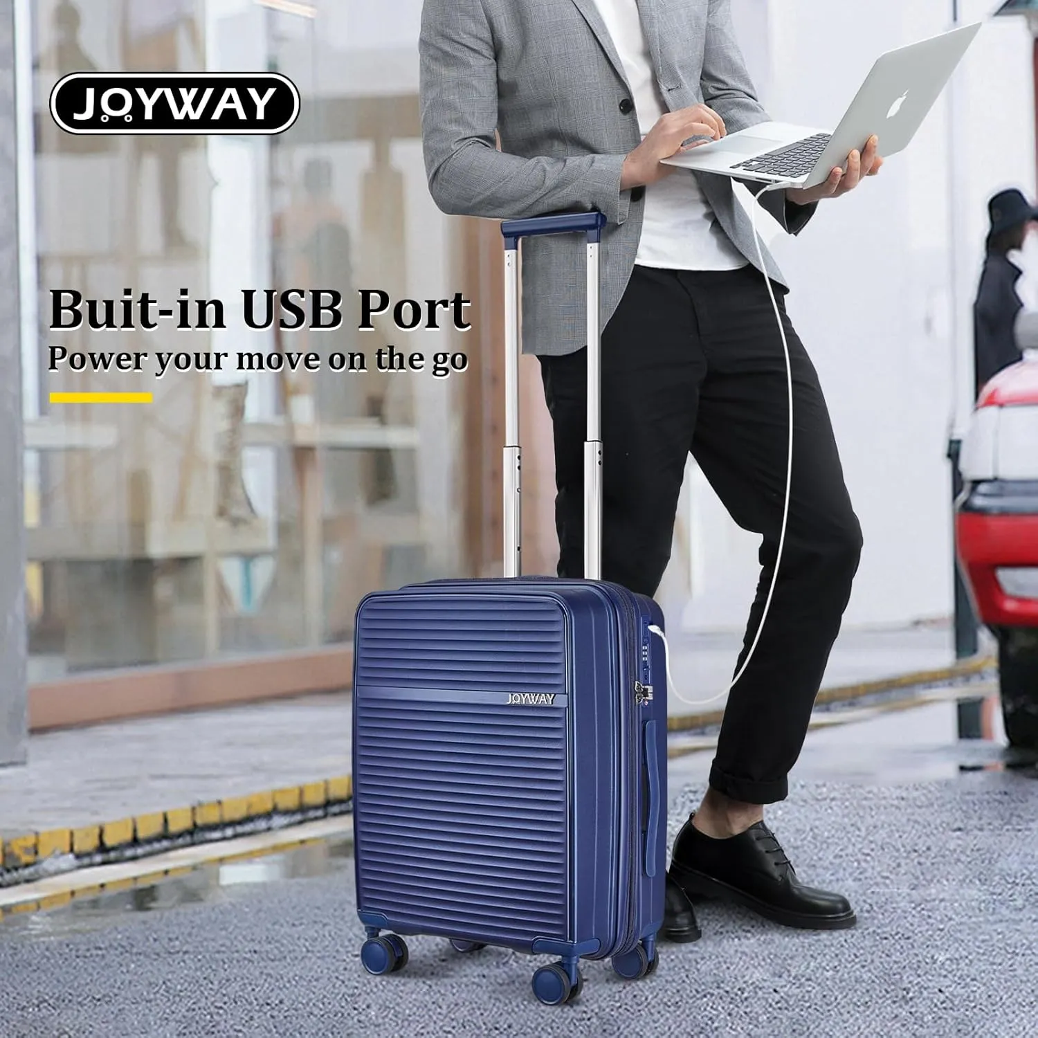 Joyway 20 Inch Carry on Luggage Airline Approved, PP Expandable Carry on Suitcase with Spinner Wheels, Hard Shell Luggage with TSA Lock and USB Port