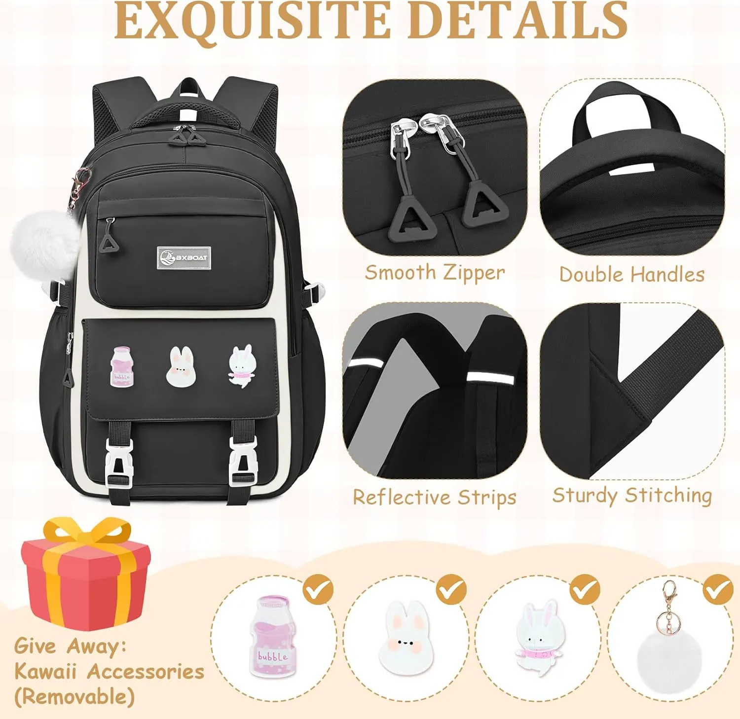 Kids Backpacks for Girls - Cute Girls Backpack for Elementary, Middle and High School Students - 18" School Bookbag