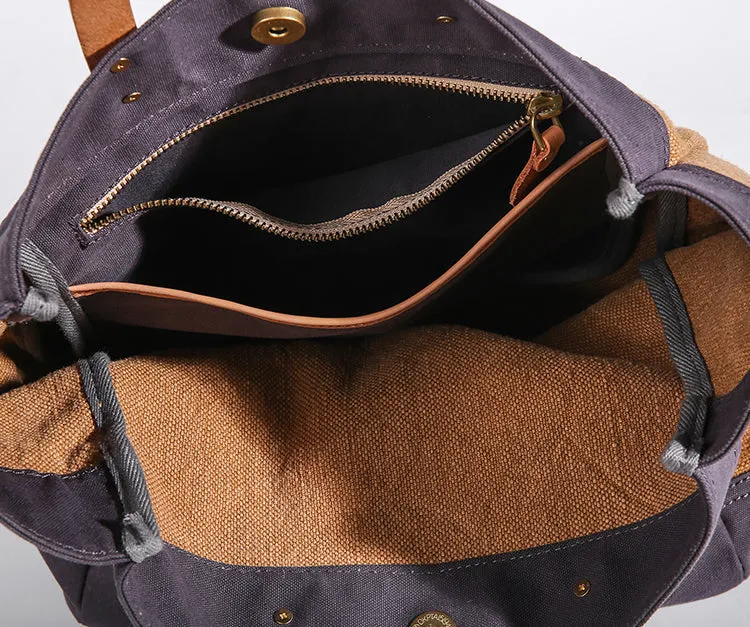 Ladies Medium Handbags Canvas Shoulder Bag Brown Tote Bag