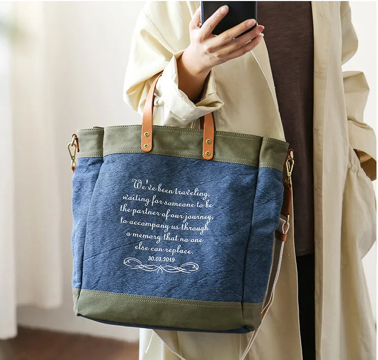 Ladies Medium Handbags Canvas Shoulder Bag Brown Tote Bag
