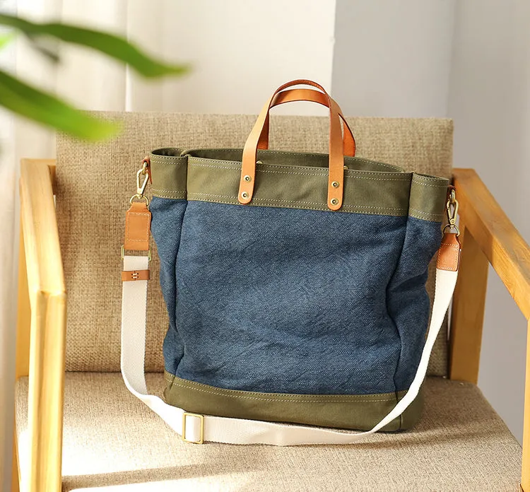 Ladies Medium Handbags Canvas Shoulder Bag Brown Tote Bag