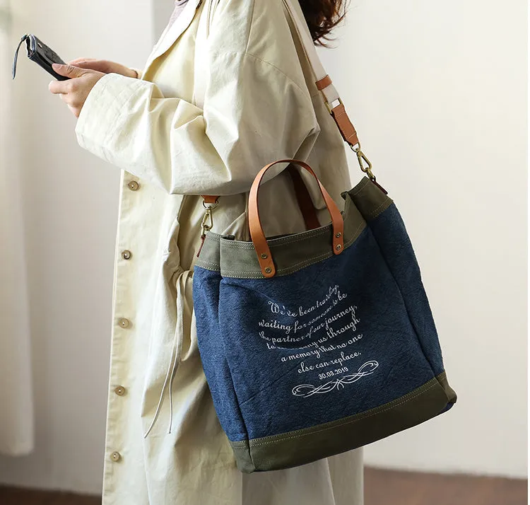 Ladies Medium Handbags Canvas Shoulder Bag Brown Tote Bag