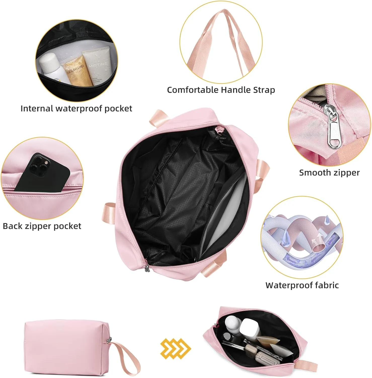 LARVENDER Luggage Sets 5 Piece with Duffel Bag Expandable(Only 28 inch) Hardside PP Carry On Luggage with 360 Spinner Wheels TSA Lock Luggage Sets for Women, Orchid Pink