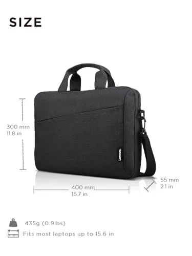 Lenovo Laptop Carrying Case T210, 15.6-Inch Laptop and Tablet, Sleek Design, Durable and Water-Repellent Fabric, Business or School, GX41L83769 Casual Toploader - Eco Black