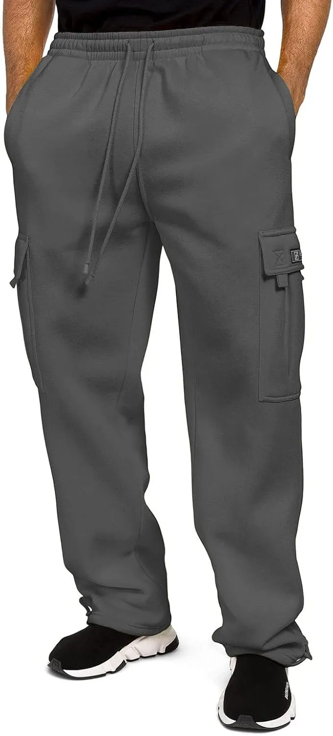 Lounge Casual Light Weight Track Pants for Men Fleece Lined Joggers Sport Plus Size Sweatpants Drawstring Soft Baggy