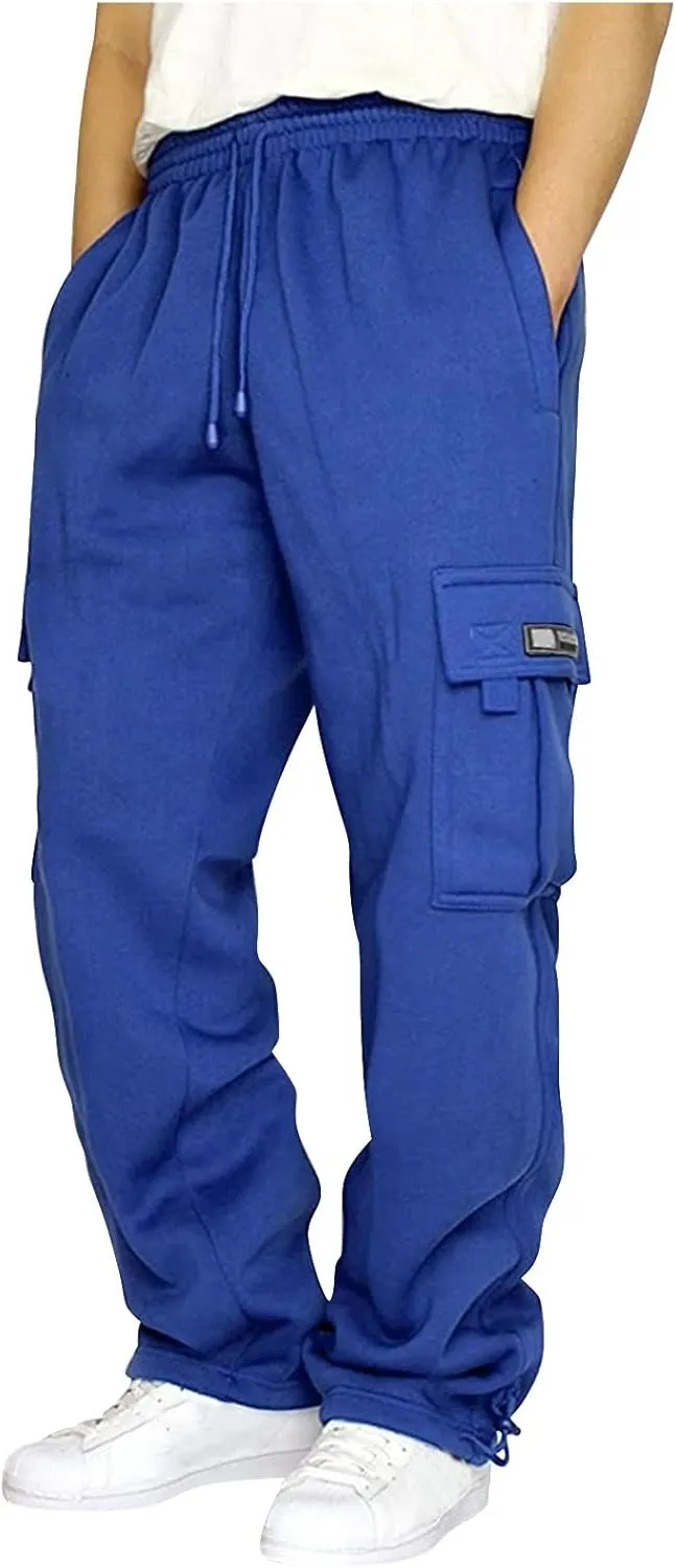 Lounge Casual Light Weight Track Pants for Men Fleece Lined Joggers Sport Plus Size Sweatpants Drawstring Soft Baggy
