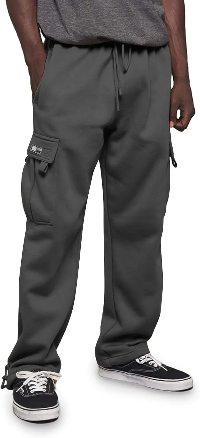 Lounge Casual Light Weight Track Pants for Men Fleece Lined Joggers Sport Plus Size Sweatpants Drawstring Soft Baggy
