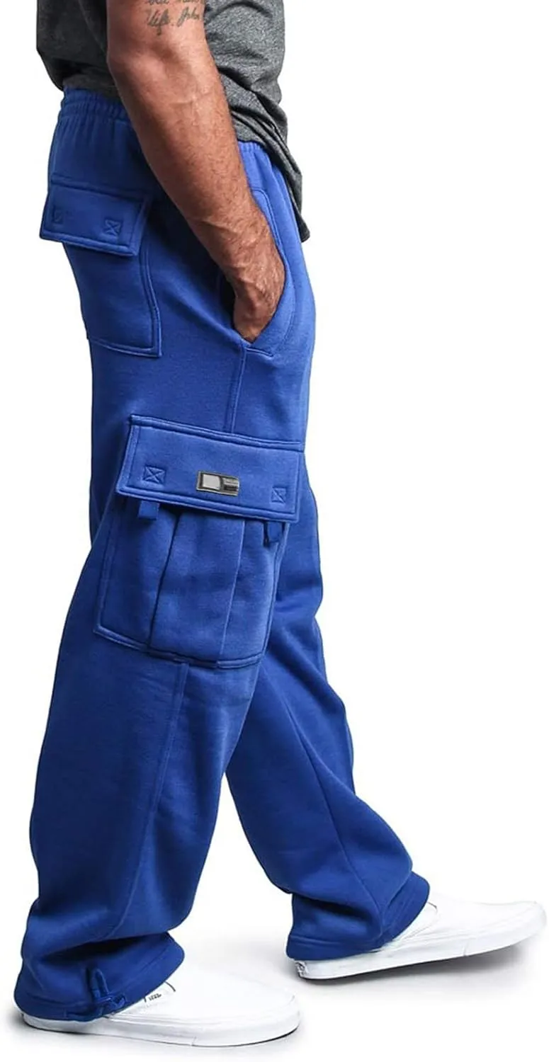 Lounge Casual Light Weight Track Pants for Men Fleece Lined Joggers Sport Plus Size Sweatpants Drawstring Soft Baggy