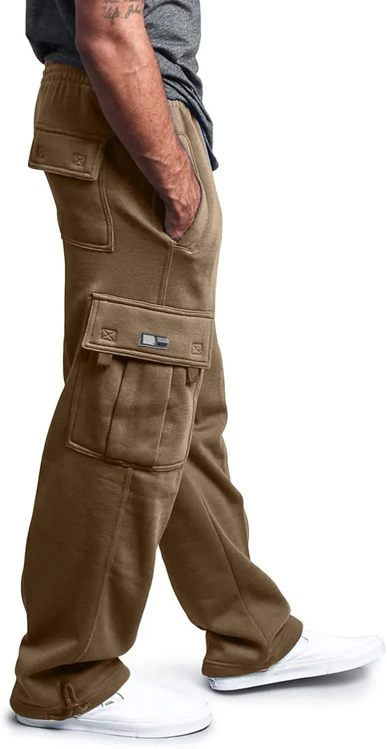 Lounge Casual Light Weight Track Pants for Men Fleece Lined Joggers Sport Plus Size Sweatpants Drawstring Soft Baggy