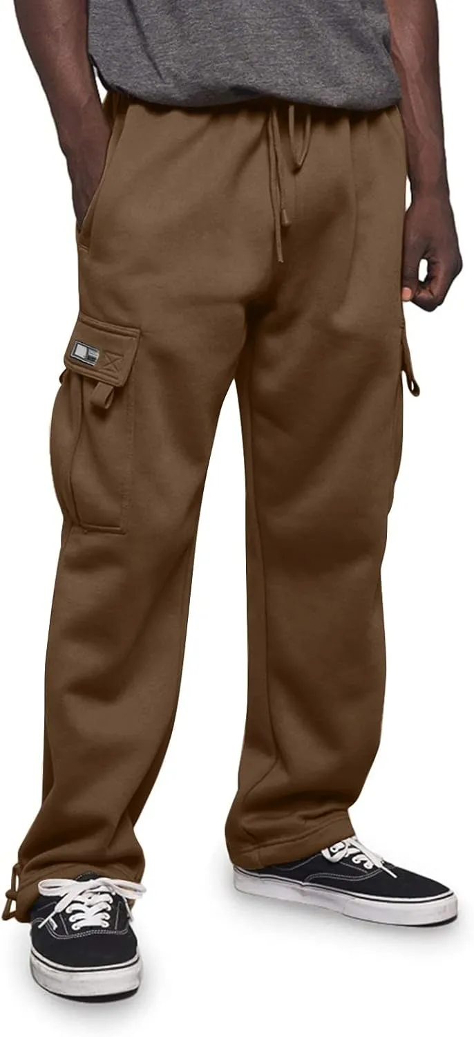 Lounge Casual Light Weight Track Pants for Men Fleece Lined Joggers Sport Plus Size Sweatpants Drawstring Soft Baggy