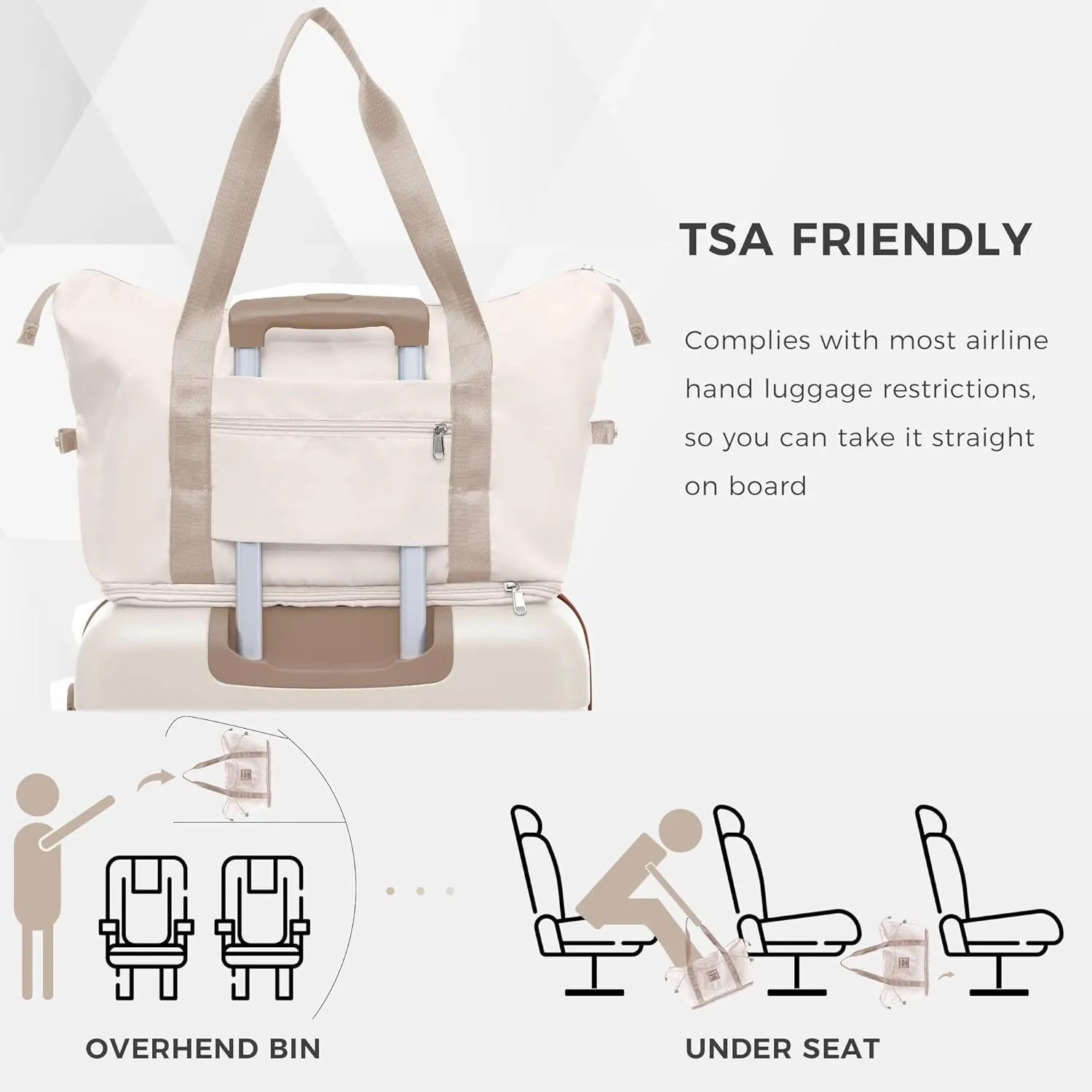 Luggage 4 Piece Sets 20/24/28" with Travel Bag Hardshell Travel SuitcaseS,Four Multi-Directional Wheels Suitcase with TSA Lock Rolling Suitcase Material ABS (Ivory  Golden)