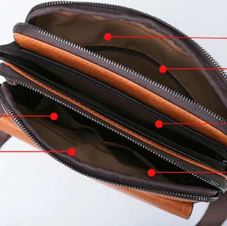 Men's Leather Large Capacity Shoulder Bag | Set