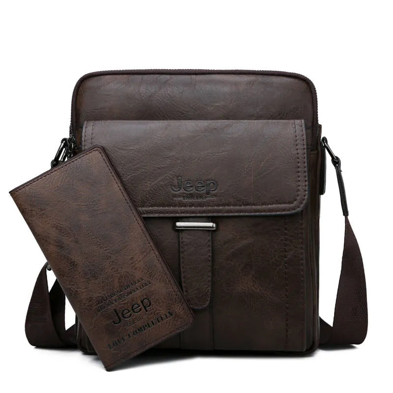 Men's Leather Large Capacity Shoulder Bag | Set