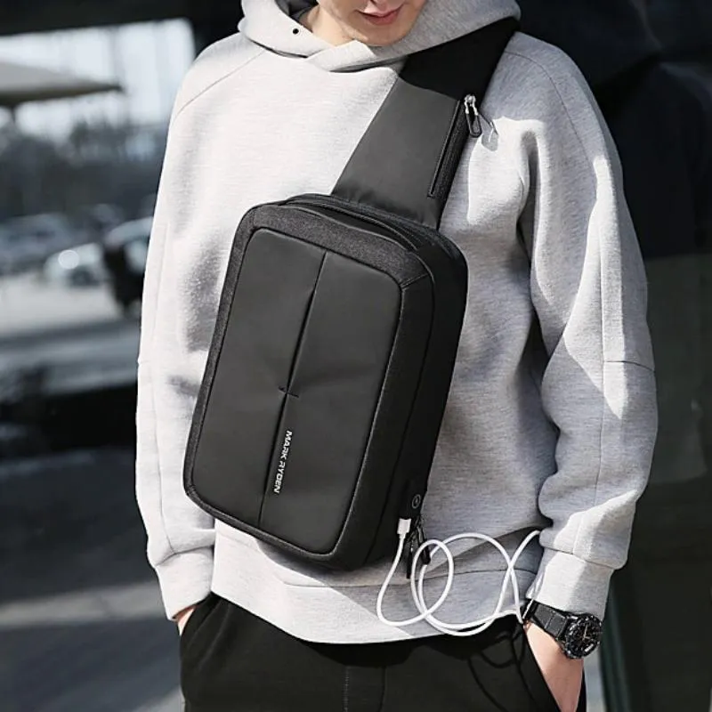 Men's Shoulder Bag With USB Charging