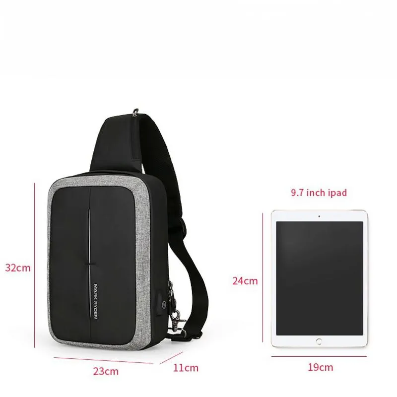 Men's Shoulder Bag With USB Charging