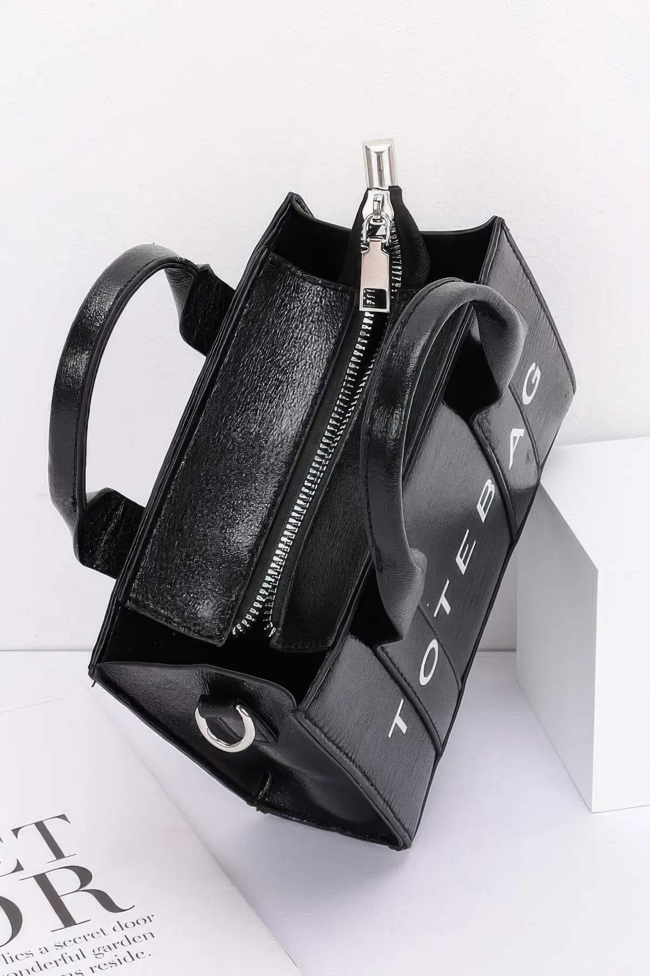 Metallic Faux Leather Tote Bag