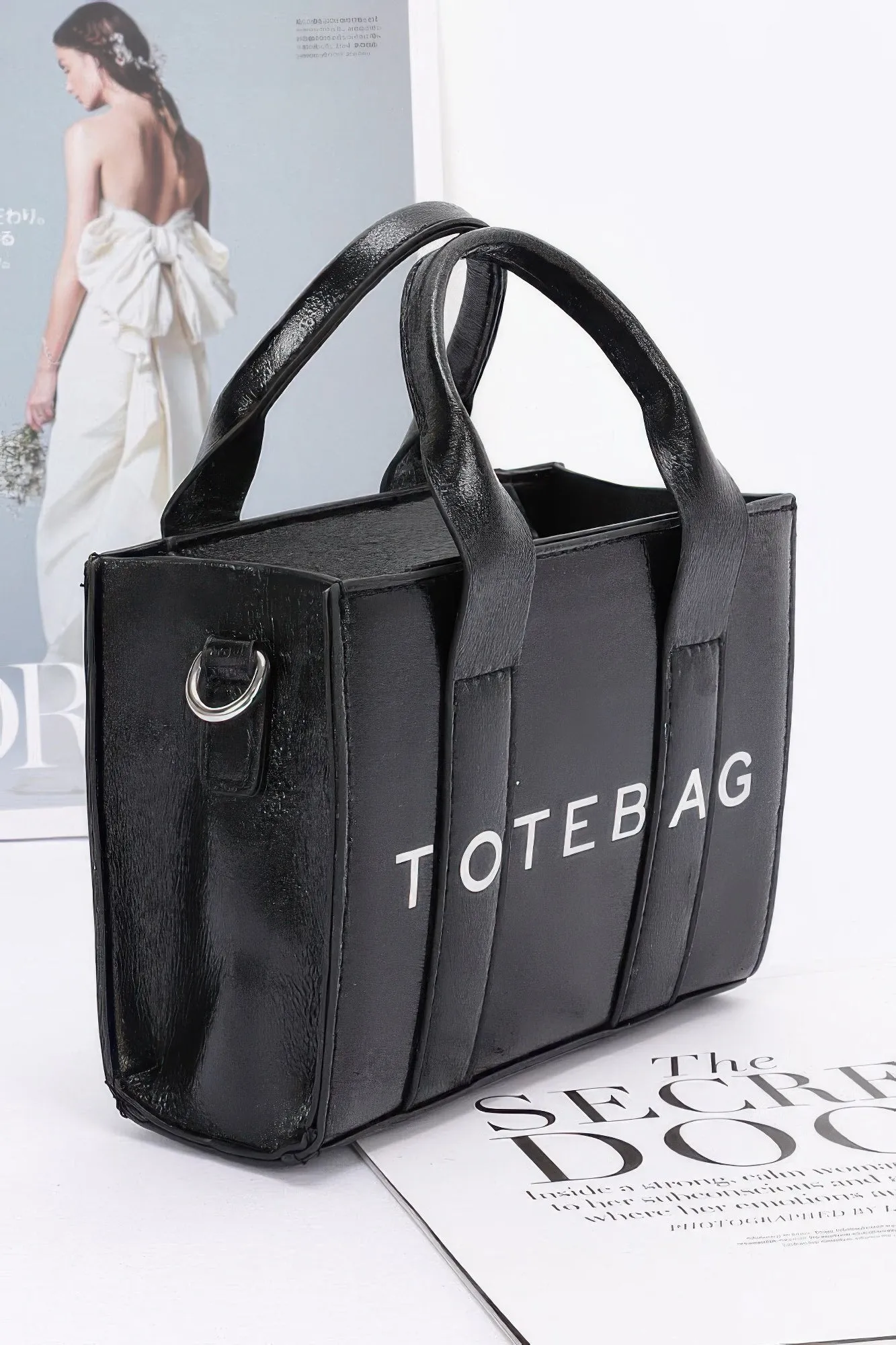 Metallic Faux Leather Tote Bag