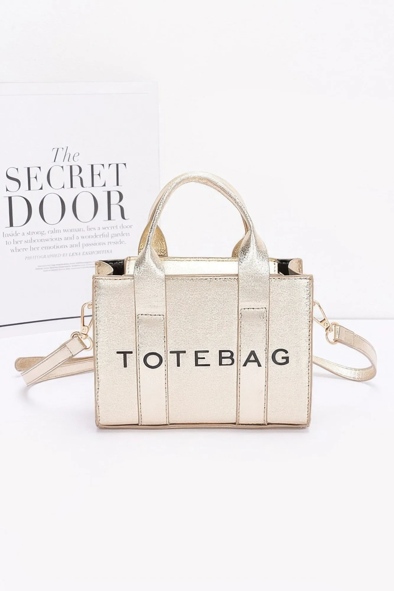 Metallic Faux Leather Tote Bag